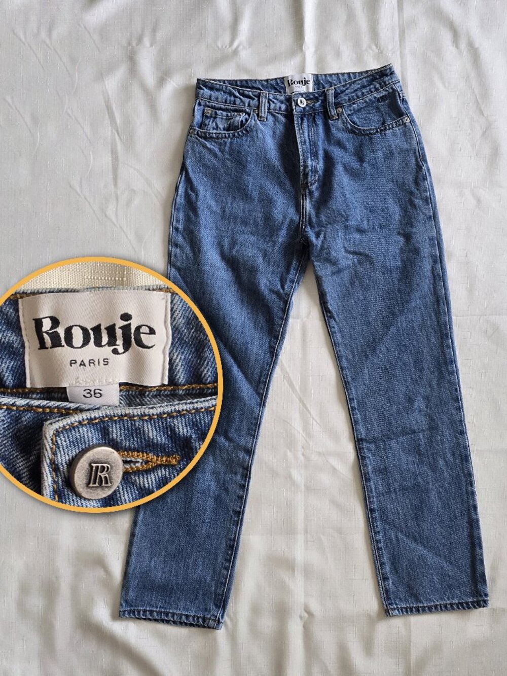 Rouje Paris Straight Leg Jeans Size 36 US 4 Medium Wash Denim